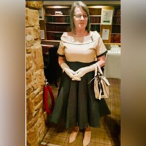 VTG style military tan army green swing UK 18 USA 14 STRETCH knee Darlene pinup